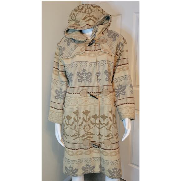 Woolrich Vintage USA Wool Blanket Fully Lined Long Toggle Jacket Coat Size Large - Picture 1 of 12